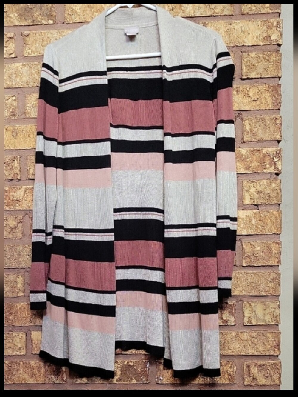 Chico's Striped Cardigan Size 2 Large Rayon Poly Blend Stretch